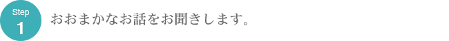 Step1:大まかなお話をお伺いします。